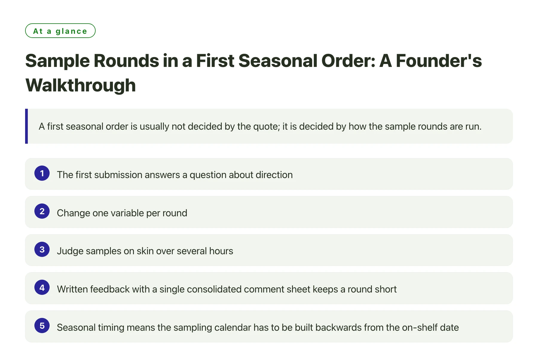 Sample Rounds in a First Seasonal Order: A Founder&amp;#x27;s Walkthrough——全文要点速览